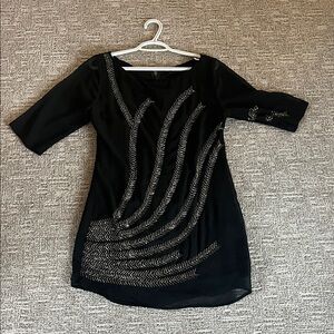 Black Dress with Silver Embroidery